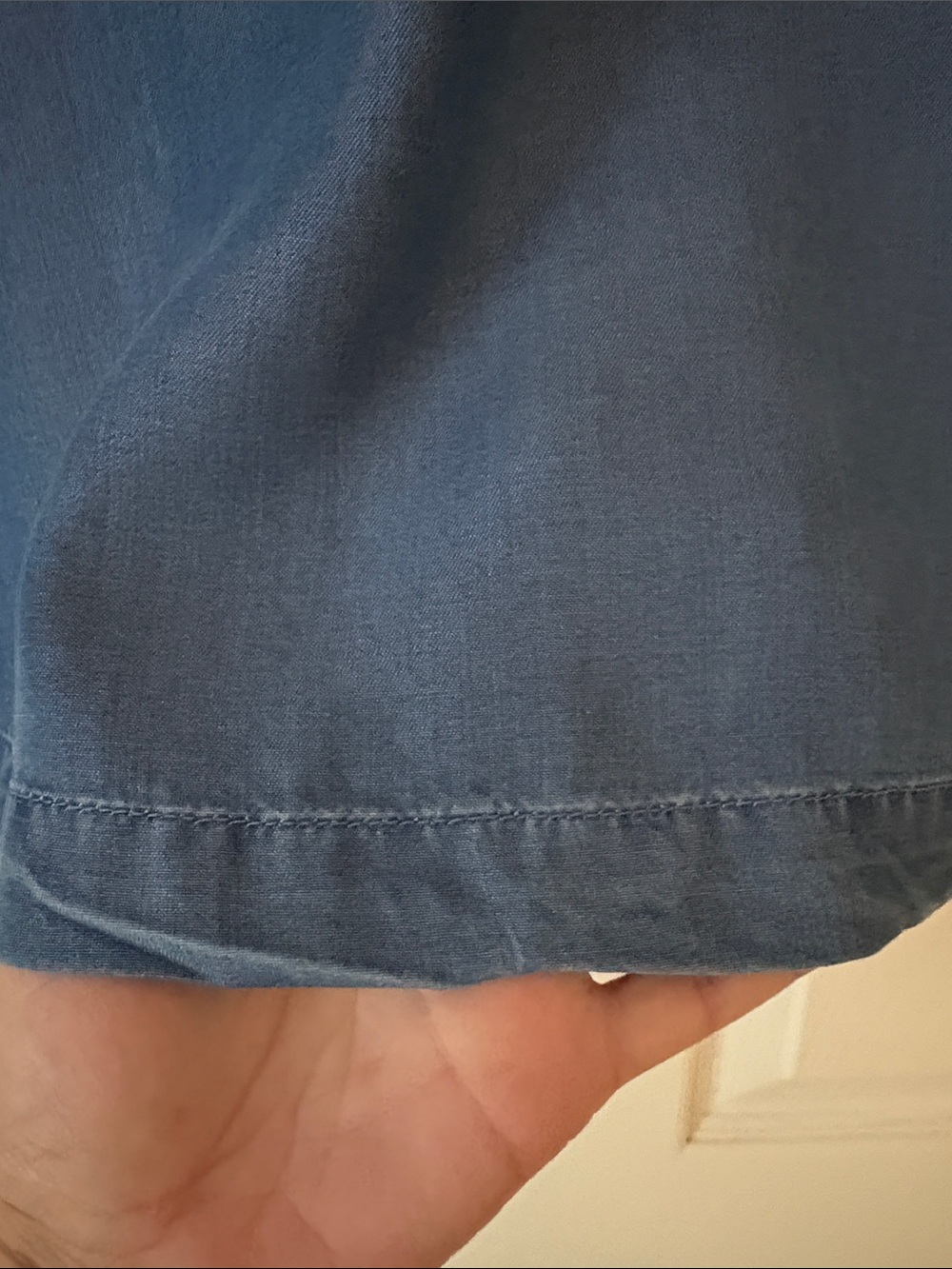 LOFT Blue Chambray Ruffle-Sleeve Tunic - Picture 6 of 12